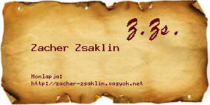 Zacher Zsaklin névjegykártya